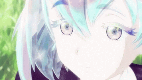 Diamond from Land of the Lustrous tilting her head slightly and smiling. This is a gif